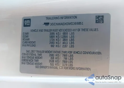 2021 Chevrolet Silverado 1500 2Wd Long Bed Wt from USA, damaged, VIN 3GCNWAEH3MG369851